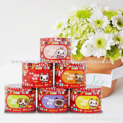 Factory fashionable powerfull portable cartoon canned lovely power supply with real capacity